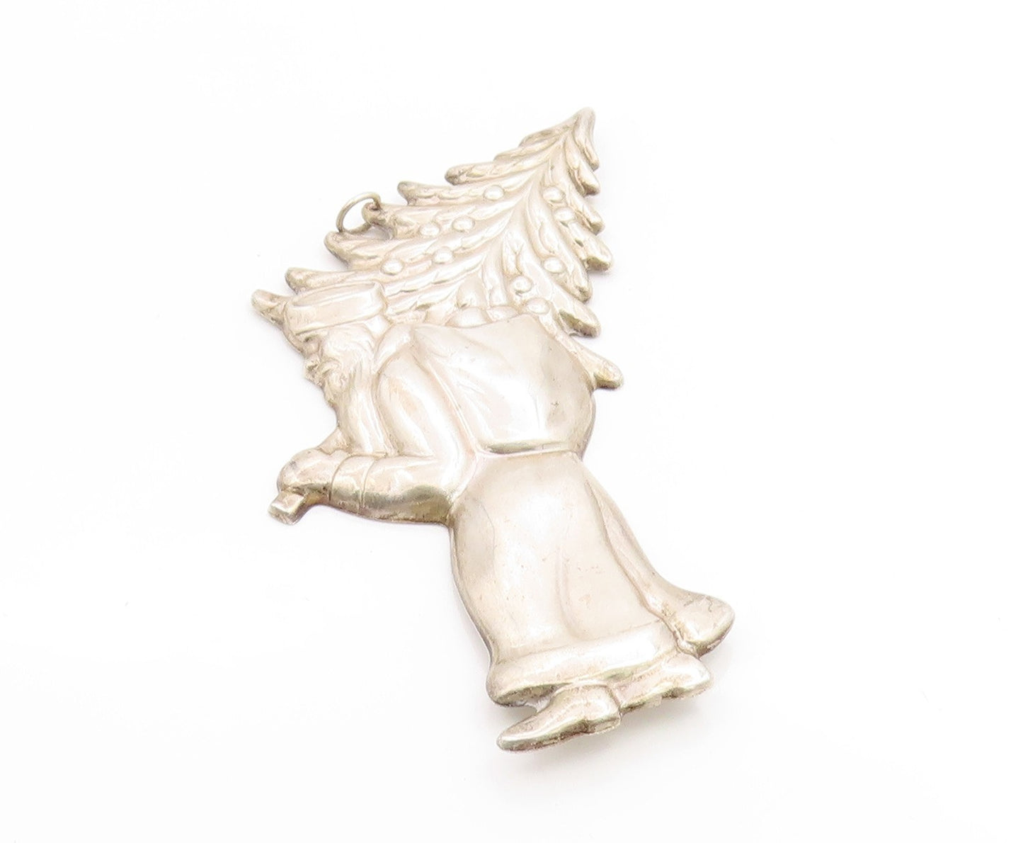925 Sterling Silver Vintage Pendant Santa Claus Carrying Christmas Tree  PT25817