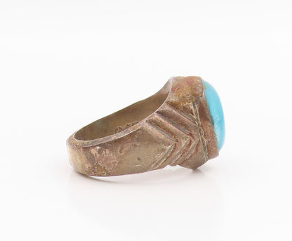 925 Sterling Silver Vintage Ring MEXICO Cabochon Cat's Eye Band  Sz 8  RG34259