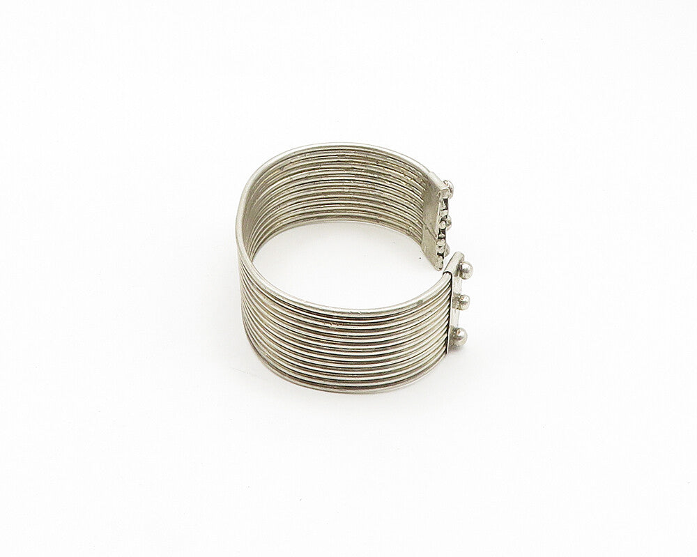925 Sterling Silver  Vintage Antique Minimalist Ribbed Cuff Bracelet  BT7472