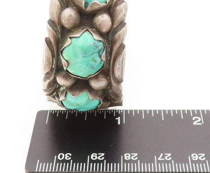 NAVAJO ZUNI 925  Silver  Vintage Antique Turquoise Carved Watch Cuff  TR3674