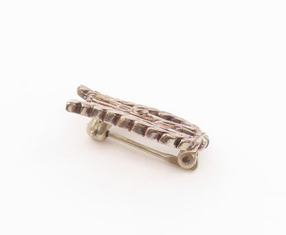 925 Sterling Silver  Vintage OSNY Floral Vine UShape Brooch Pin  BP8855