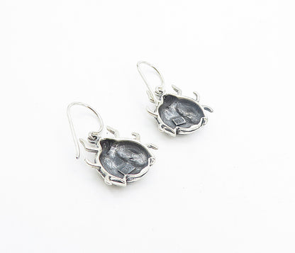 925 Sterling Silver  Vintage Shiny Etched Lady Bug Dangle Earrings  EG3508