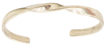 SERGIO LUB 925 Silver  Vintage Petite Shiny Twist Detail Cuff Bracelet  BT3105