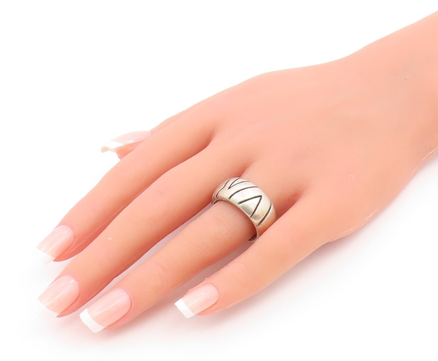 BACKRACH 925 Sterling Silver Vintage Cutout Design Band Ring  Sz 8  RG19959