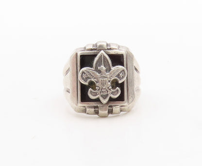 925 Sterling Silver Vintage Ring Solid US Military Logo Carved  Sz 6  RG31684