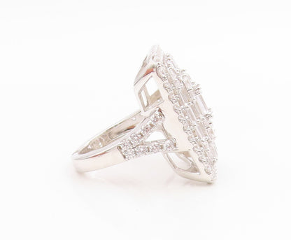 925 Sterling Silver Vintage Ring Sparkling CZ Geometric Band  Sz 7.5  RG35632