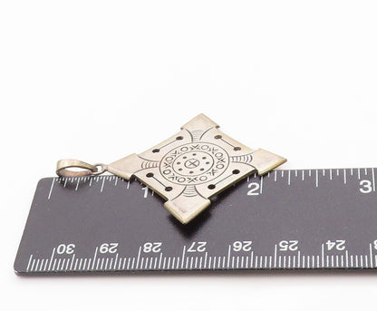 925 Sterling Silver Vintage Pendant Geometric Directional Tribal Compass PT24827