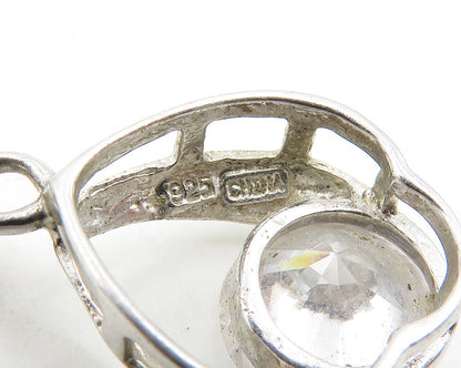 925 Sterling Silver  Vintage Sparkling Cubic Zirconia Drop Pendant  PT14746