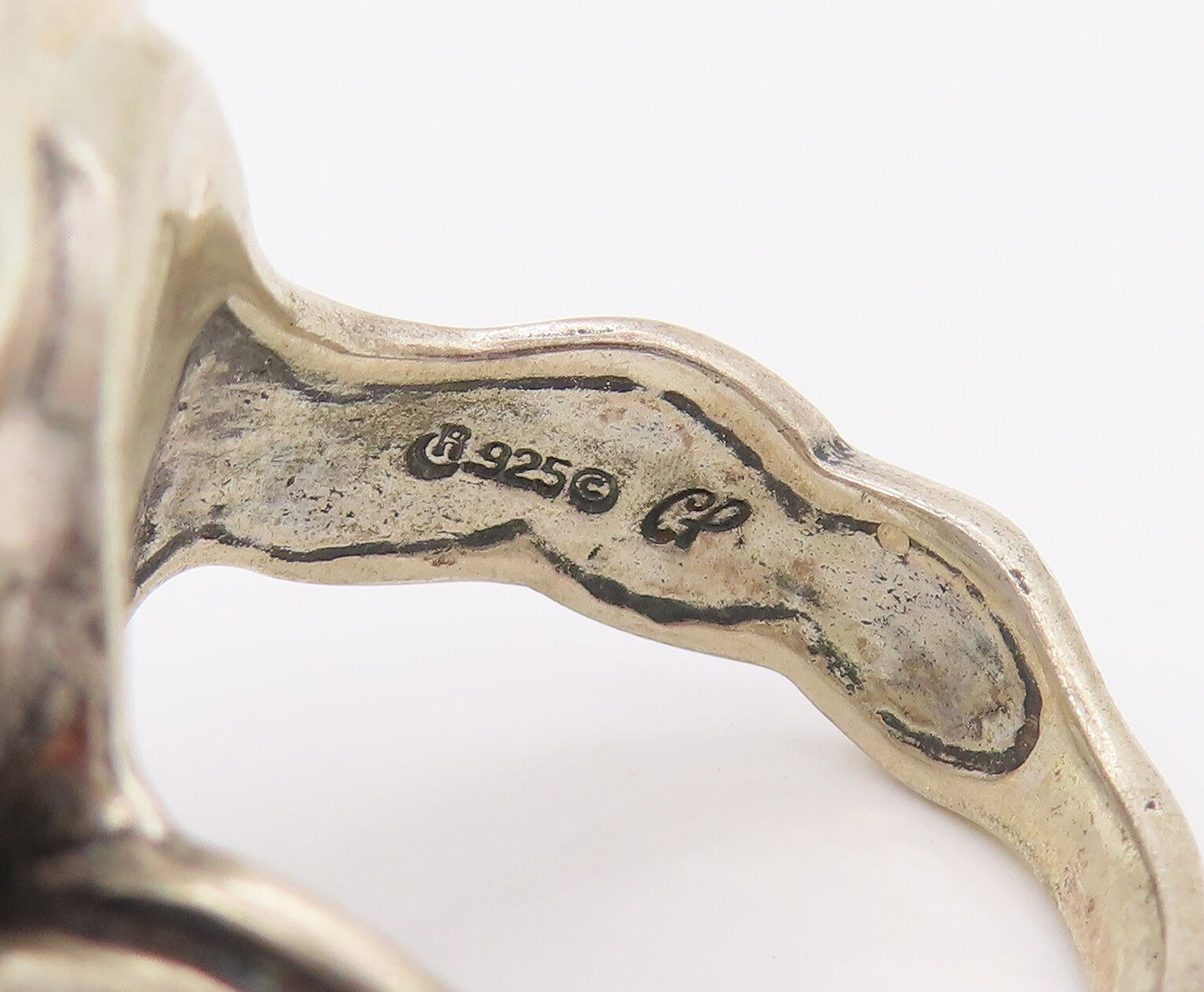 CAROLYN POLLACK 925 Silver  Vintage Oval Agate Floral Ring Sz 10.5 RG26656