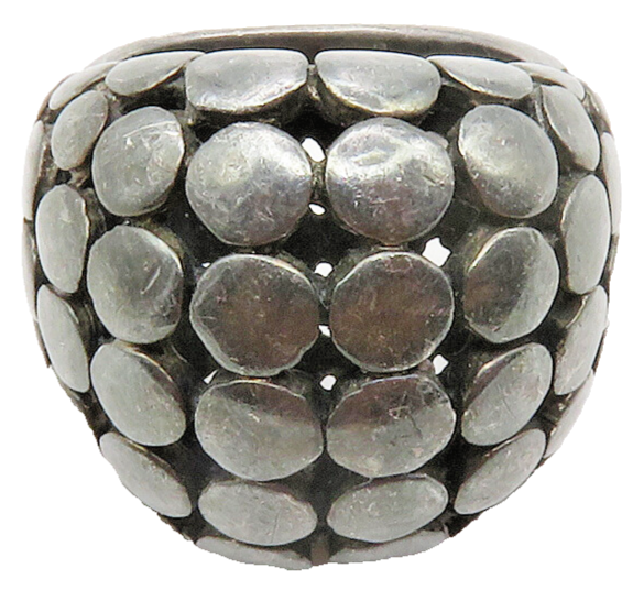 925 Sterling Silver  Vintage Circle Pattern Dark Tone Band Ring Sz 7  RG13820