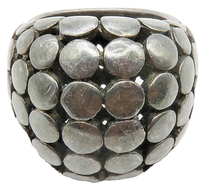 925 Sterling Silver  Vintage Circle Pattern Dark Tone Band Ring Sz 7  RG13820
