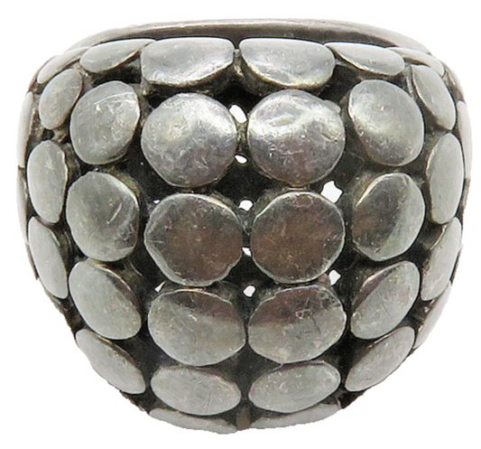 925 Sterling Silver  Vintage Circle Pattern Dark Tone Band Ring Sz 7  RG13820