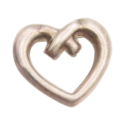 925 Sterling Silver Vintage Brooch MEXICO Intertwined Love Heart Outline BP11915