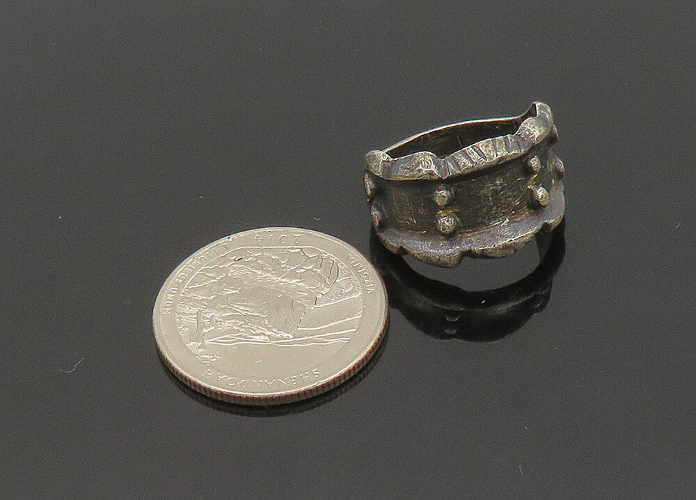 925 Silver  Vintage Antique Oxidized Etched Detail Band Ring Sz 6.5  RG20985