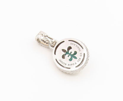 925 Sterling Silver Vintage Pendant JUDITH RIPKA Turquoise & CZ Charm  PT26488