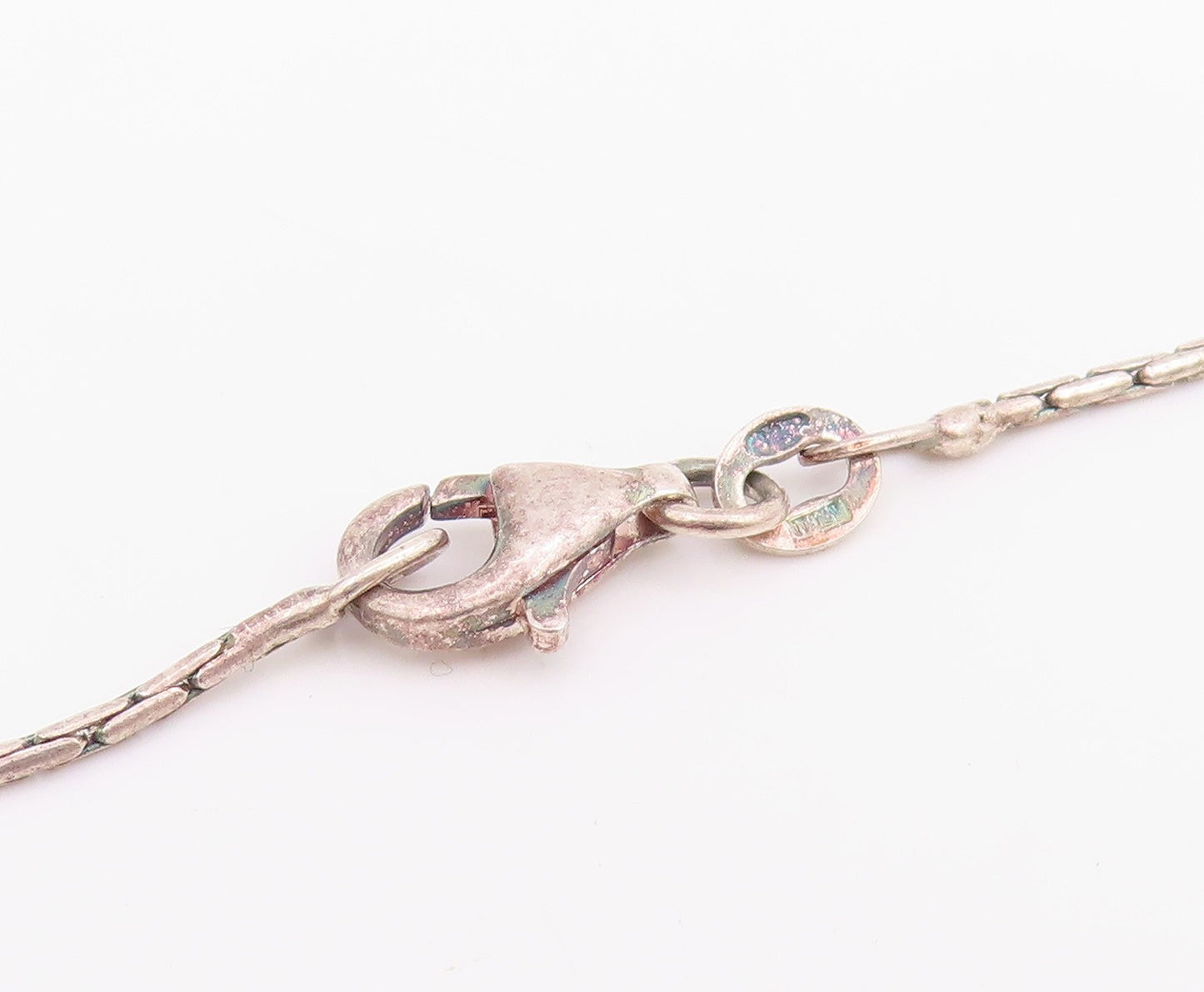 925 Sterling Silver Vintage Necklace Modernist Faceted Quartz Bead Chain  NE4804