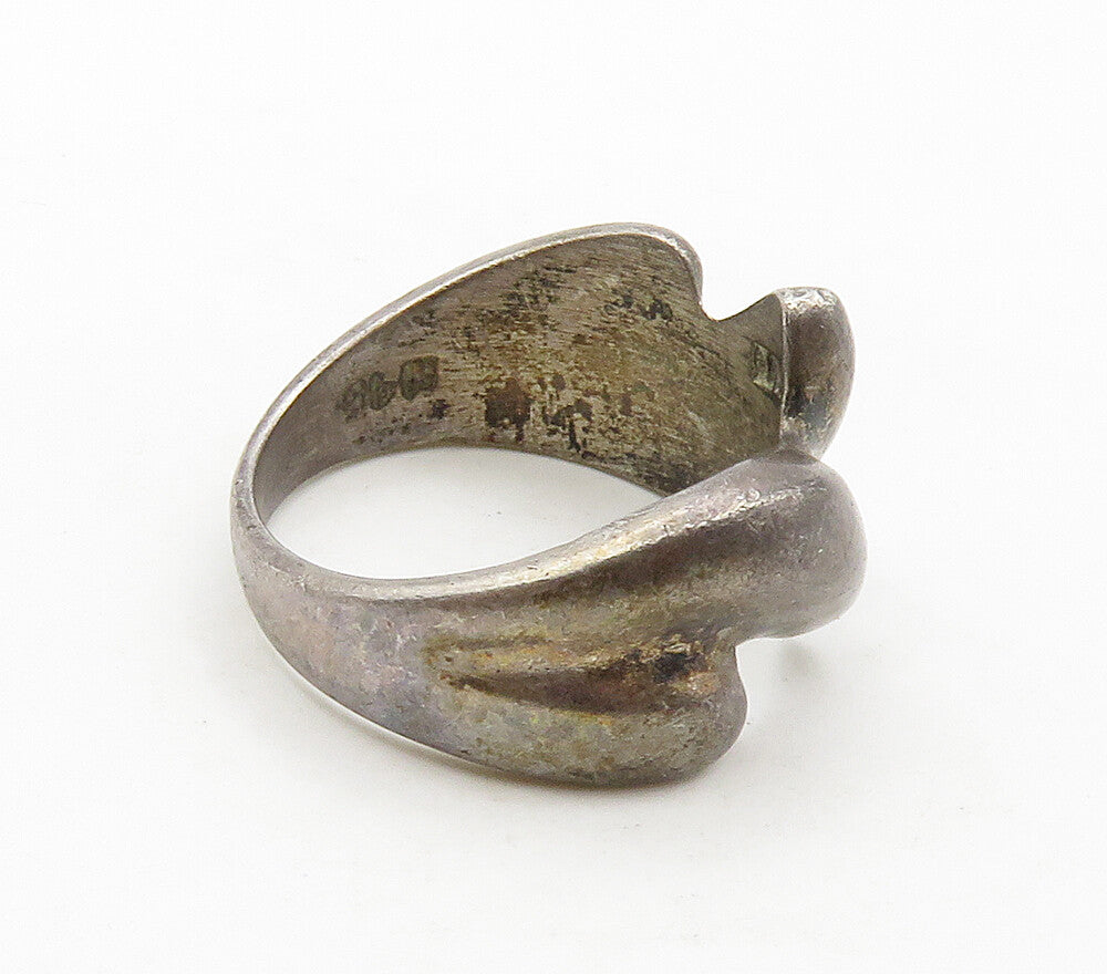 MEXICO 925 Sterling Silver  Vintage Dark Tone Smooth Band Ring Sz 7.5  RG15857