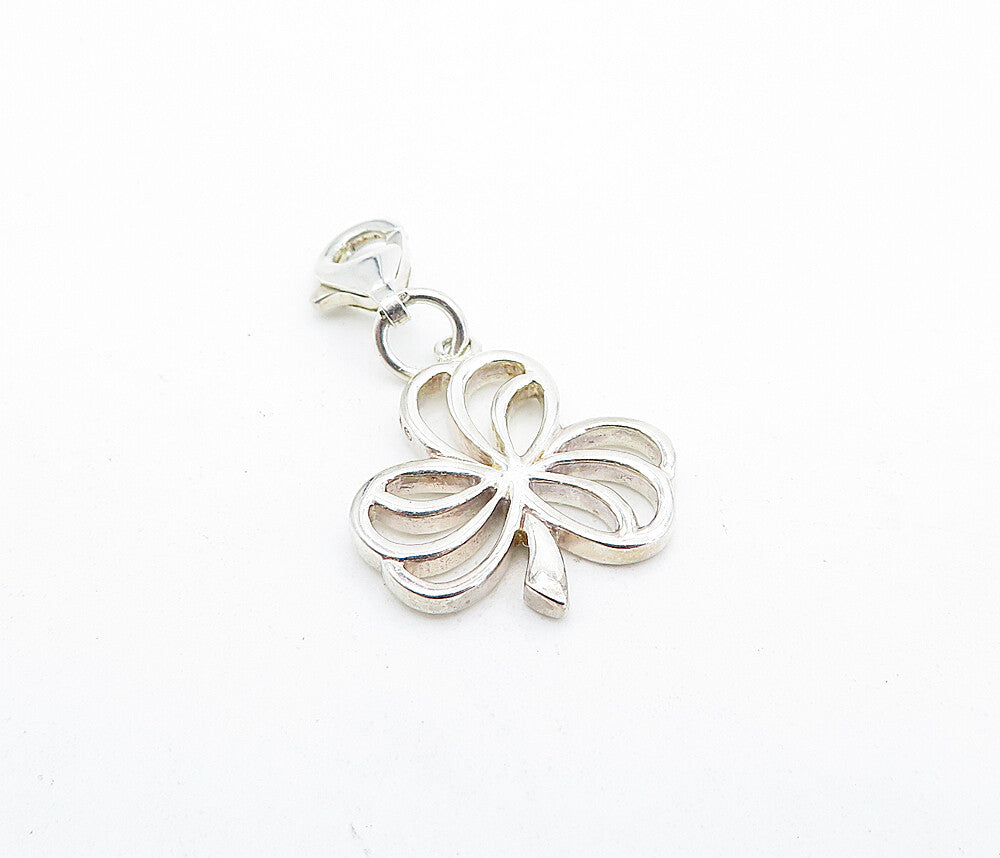 SOLVAR 925 Sterling Silver  Vintage Petite Shiny 3Leaf Clover Pendant  PT3185