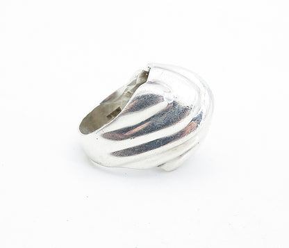 MEXICO 925 Silver  Vintage Shiny Polished Fluted Dome Band Ring Sz 7  RG6971