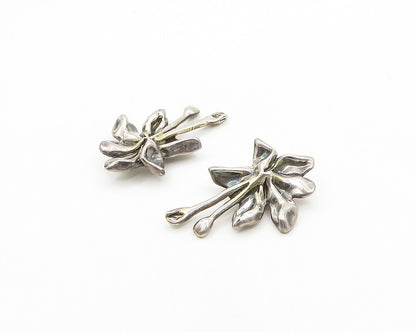 DESIGNER 925 Sterling Silver Vintage Sculpted Floral Motif Earrings  EG9701