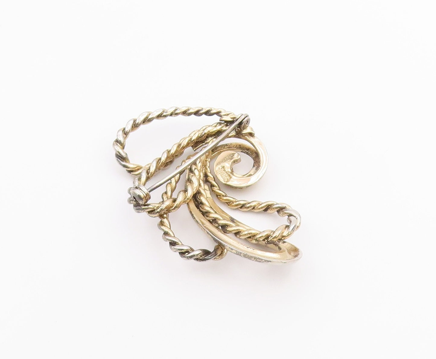 NAPIER 925 Sterling Silver  Vintage Shiny Rope Twist Swirl Brooch Pin  BP5511