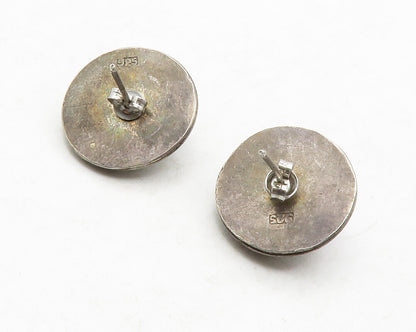925 Silver & 18K GOLD  Vintage Two Tone Floral Dome Drop Earrings  EG6687