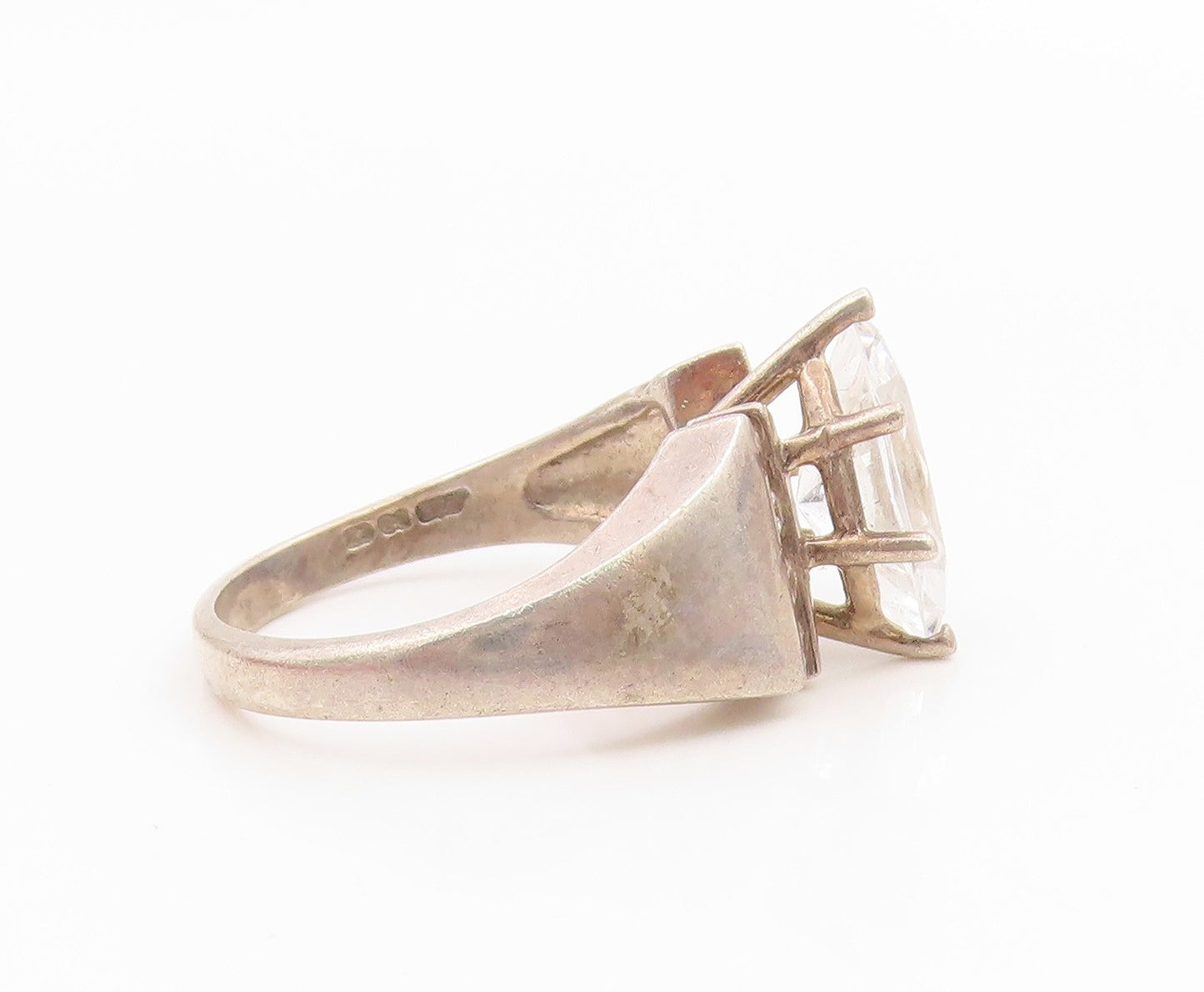 925 Sterling Silver Vintage Ring Marquise Cut CZ Statement Band  Sz 7  RG35971