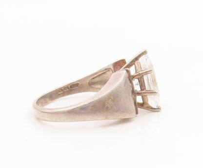 925 Sterling Silver Vintage Ring Marquise Cut CZ Statement Band  Sz 7  RG35971