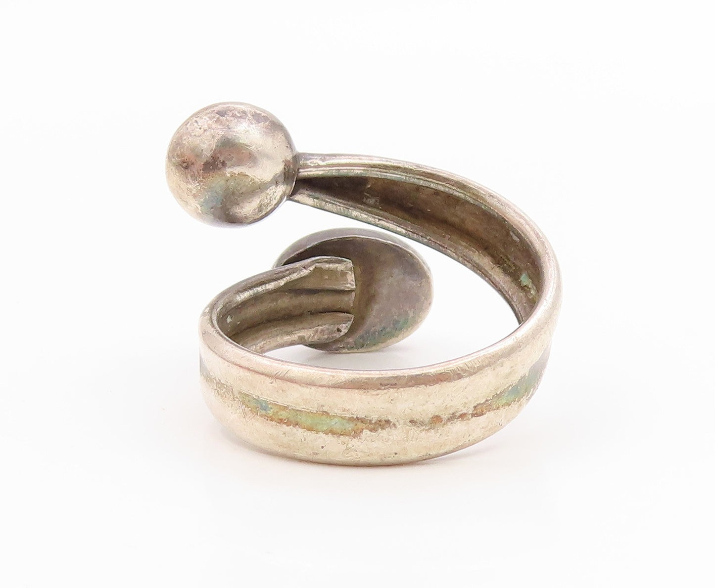 925 Sterling Silver Vintage Ring Classic Gemstone Geometric Bypass Sz 10 RG35853