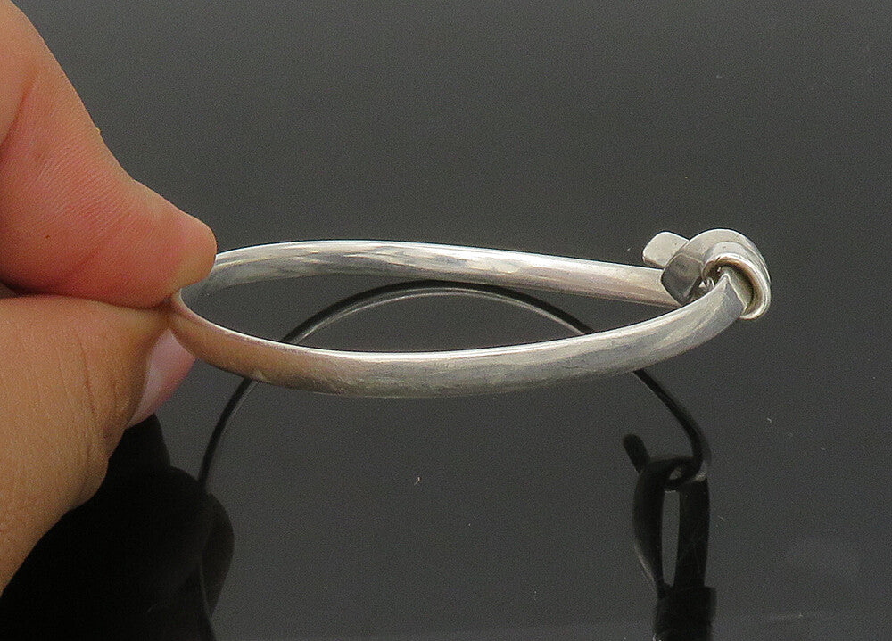 GAETAN 925 Sterling Silver  Vintage Shiny Loop Hook Bangle Bracelet  BT8885