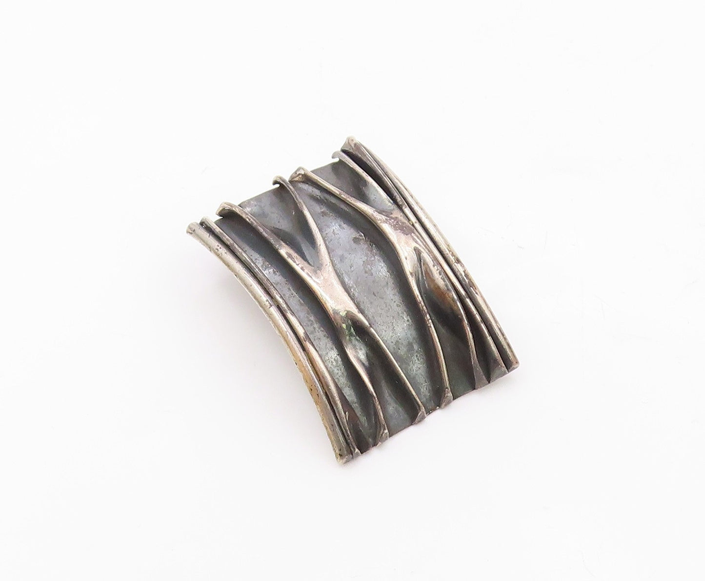 925 Sterling Silver  Vintage Fluted Modernist Curved Pendant  PT20284