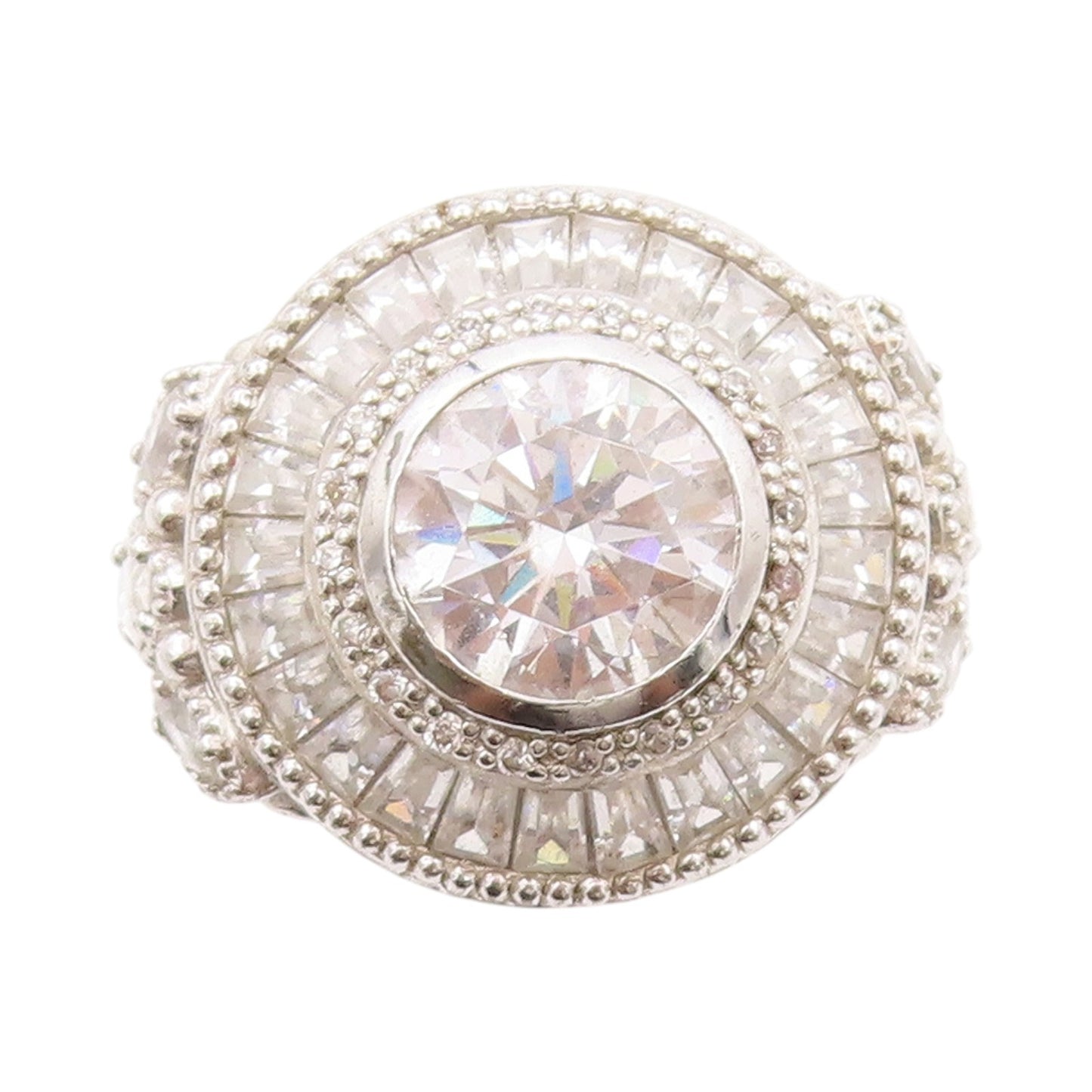 925 Sterling Silver Vintage Ring MICHAEL VALITUTTI Multi Cut CZ  Sz 6.5  RG32971