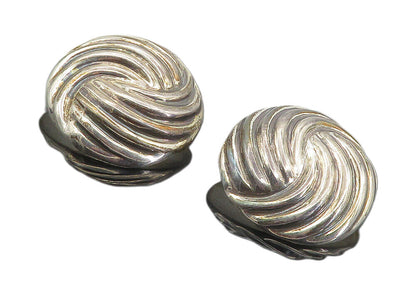 MEXICO 925 Sterling Silver  Vintage Swirl Dome Non Pierce Earrings  EG4577