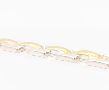925 Sterling Silver Vintage Bracelet Solid Gold Plated Rectangle Links BT10416