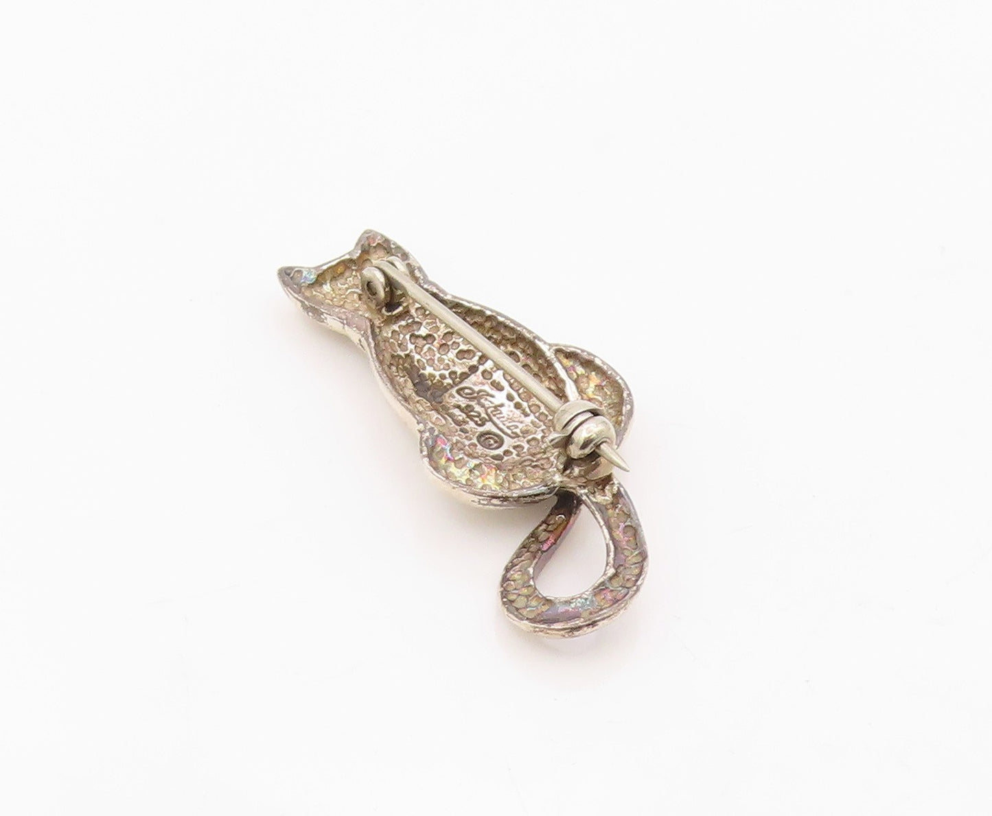 925 Sterling Silver Vintage Brooch Pin JEZALINE Feline Cat With Bandana  BP12564