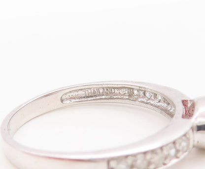 925 Sterling Silver Vintage Ring Oval Gemstones & Real Diamonds  Sz 7  RG29447