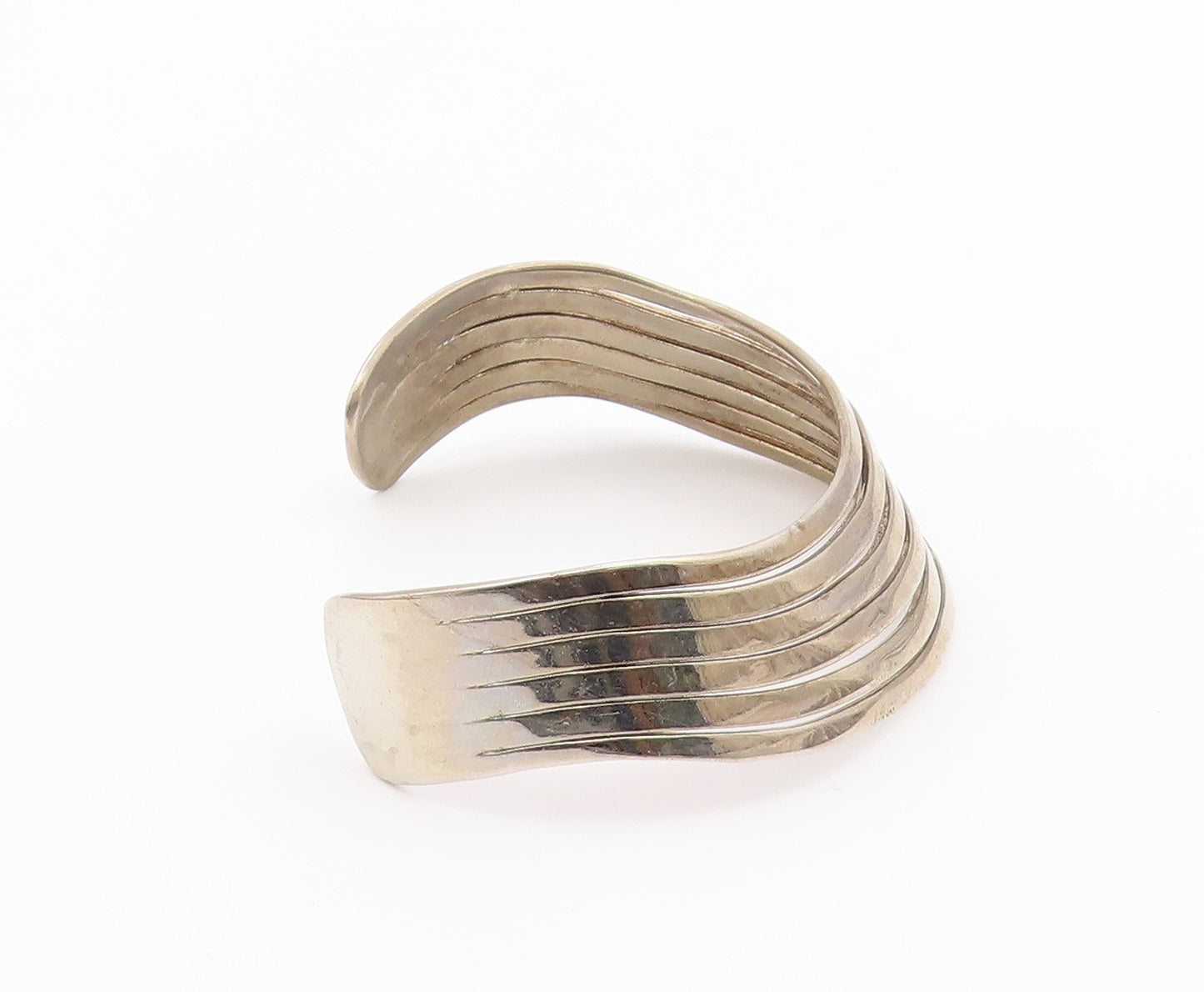 925 Sterling Silver Vintage Bracelet Cutout Split Band Solid Cuff  BT10277