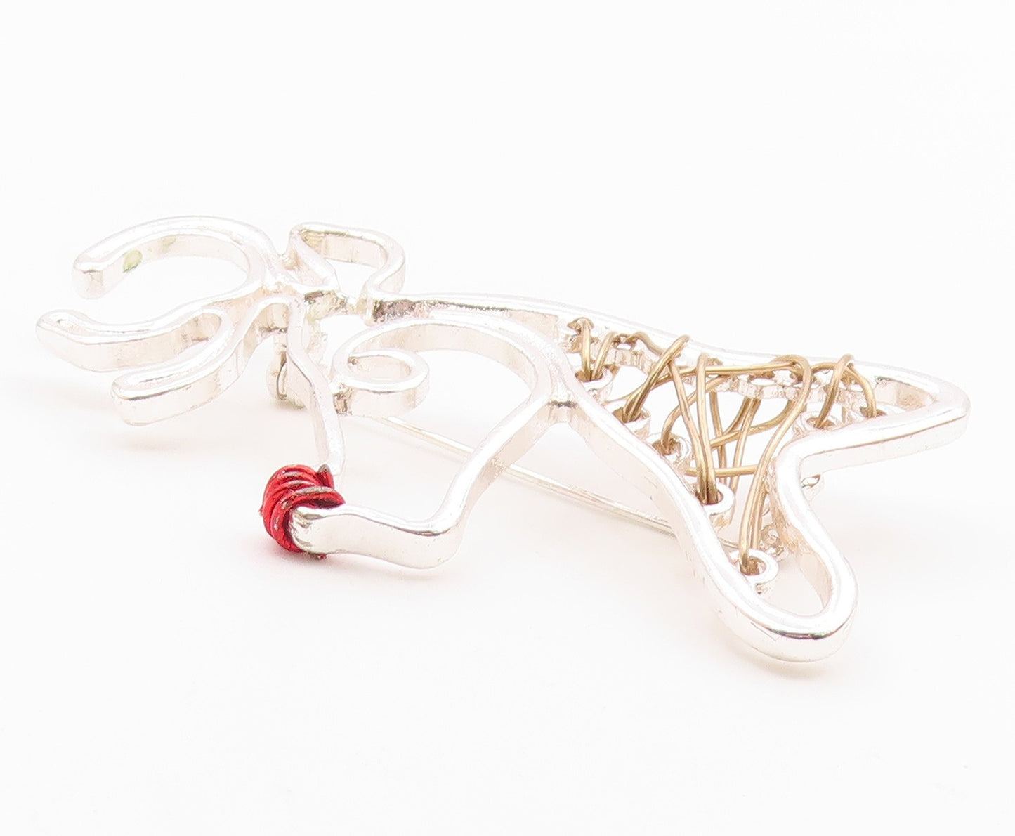 925 Sterling Silver Shiny Modernist Rudolph The Reindeer Brooch Pin  BP6098