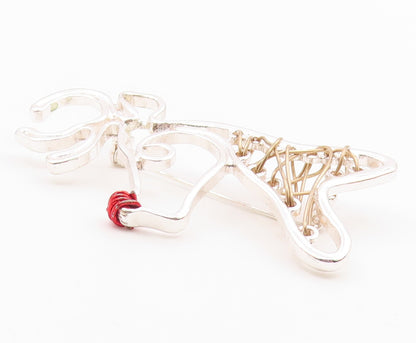 925 Sterling Silver Shiny Modernist Rudolph The Reindeer Brooch Pin  BP6098
