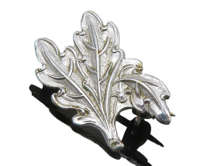 925 Sterling Silver & 10K GOLD  Vintage Shiny Floral Leaf Brooch Pin  BP5311