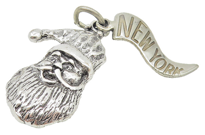 925 Sterling Silver  Vintage Shiny Petite Santa Clause Face Pendant  PT9364
