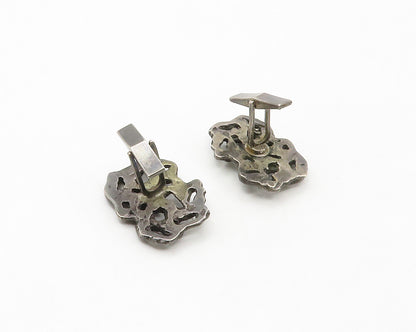 925 Sterling Silver  Vintage Brutalist Sculpted Dark Tone Cufflinks  TR2312