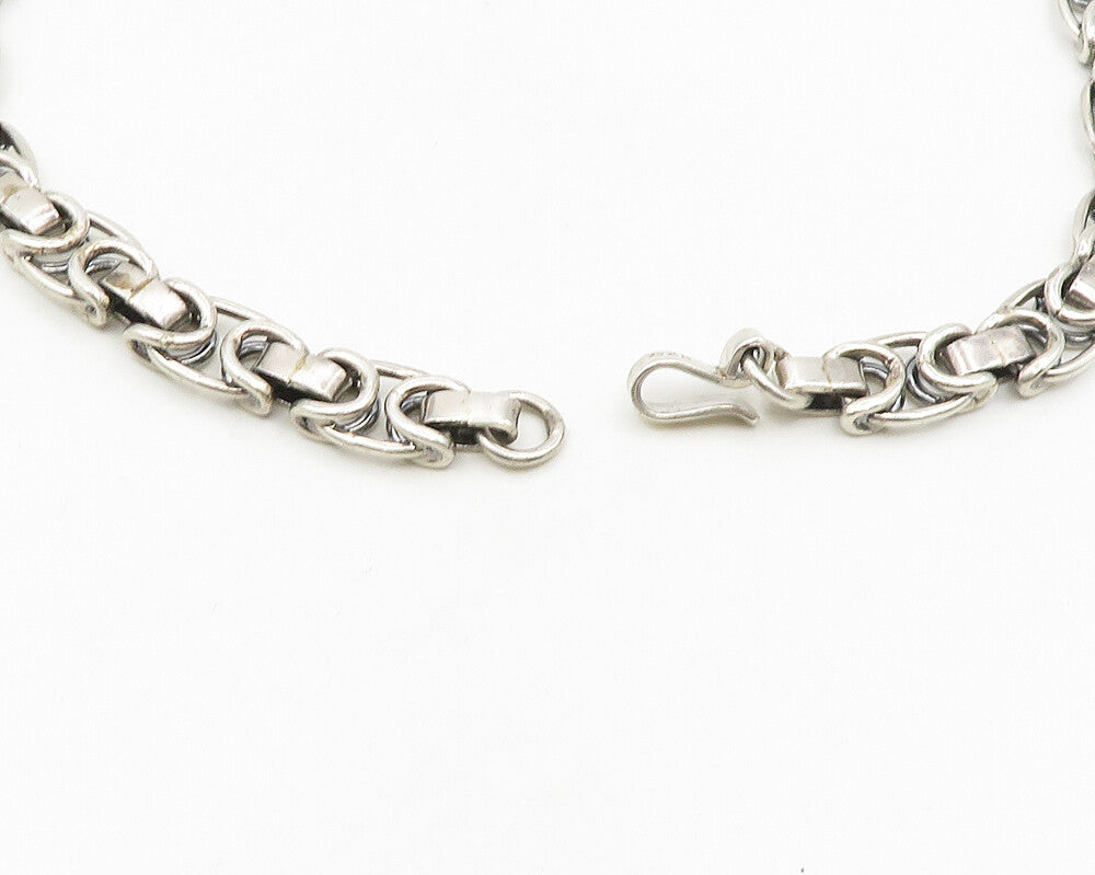 925 Sterling Silver Vintage Smooth Hinge Heavy Link Chain Necklace  NE3034