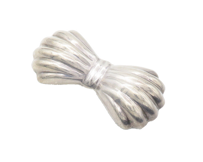 MEXICO 925 Sterling Silver  Vintage Shiny Bow Tie Hollow Brooch Pin  BP5550