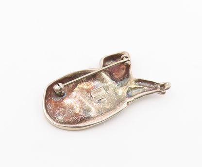 ROGER NICHOLS 925 Silver  Vintage Polished Laying Cat Brooch Pin  BP9860