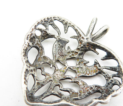 925 Sterling Silver  Vintage Dark Tone Open Design Love Heart Pendant  PT3252