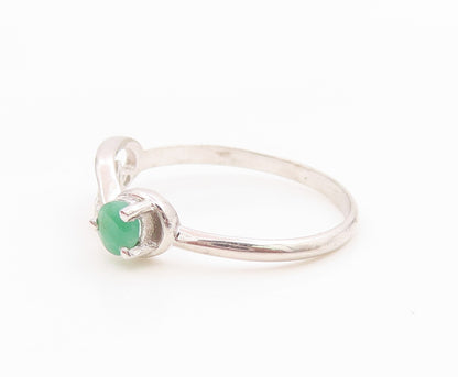925 Sterling Silver Vintage Ring Emerald Mom Infinity Love Band  Sz 9  RG36149