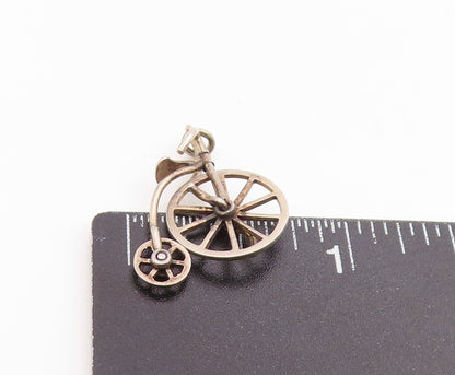 925 Sterling Silver Vintage Pendant Penny Farthing Bicycle Charm Moves  PT26166