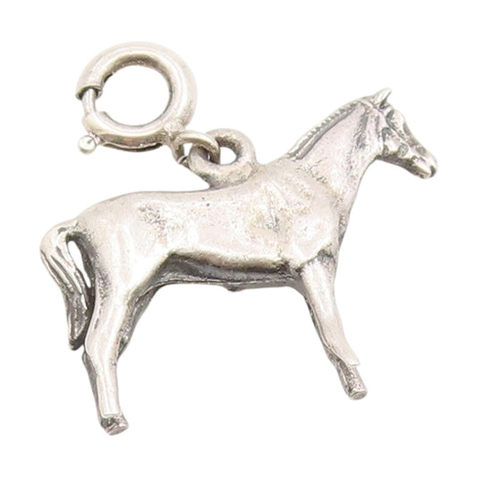 925 Sterling Silver Vintage Pendant Miniature Galloping Horse Charm  PT25958