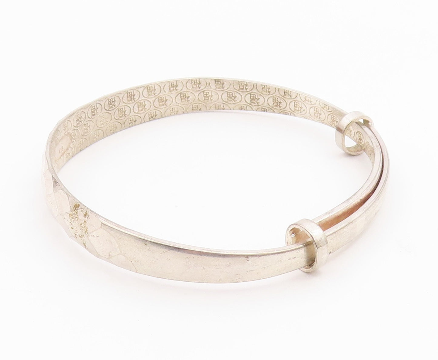CHINESE 925 Silver  Vintage Diamond Pattern Hidden Message Bracelet  BT9363